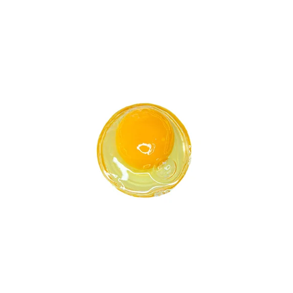 卵黄は白い背景に隔離されています 生卵黄身の上面図 — ストック写真