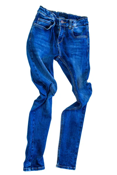 Jeans Blu Isolato Bianco — Foto Stock