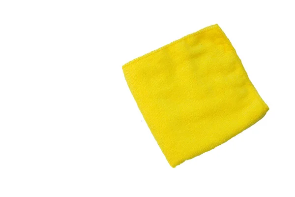 Paño Limpieza Microfibra Amarillo Aislado Sobre Fondo Blanco —  Fotos de Stock