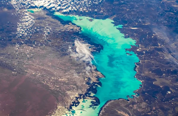 Vista Aérea Lago Balkhash Cazaquistão Elementos Desta Imagem Fornecidos Pela — Fotografia de Stock