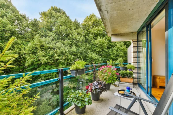 Vacker balkong med massor av grönska — Stockfoto