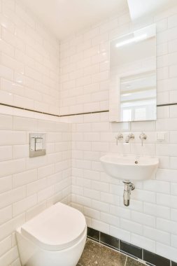 Küçük lavabolu basit tuvalet.