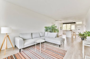 Bitkilerle dolu rahat bir oturma odası.