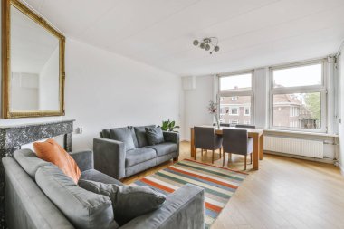 İki kanepeli bir yaşam alanı.