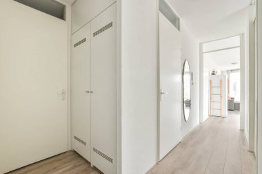 Delightful corridor with bright parquet flooring