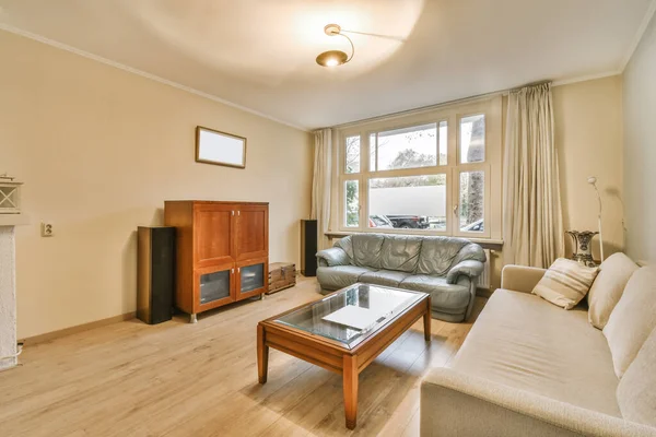 Nice living room with beige sofa — 스톡 사진