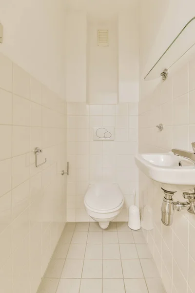 Tuvaleti ve lavabosu olan inanılmaz bir banyo tasarımı. — Stok fotoğraf