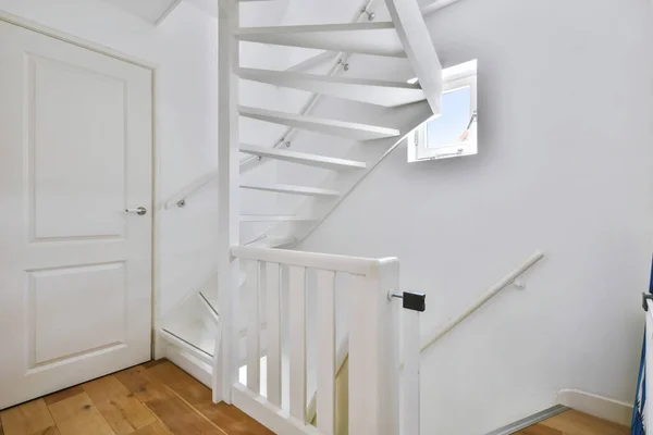 Beautiful spiral white staircase — Stock Photo, Image