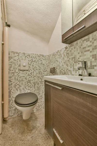 Nowoczesna łazienka z WC i umywalką — Zdjęcie stockowe