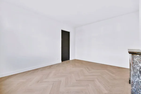 Stilvolles Zimmer im Tageslicht mit schwarzer Tür — Stockfoto