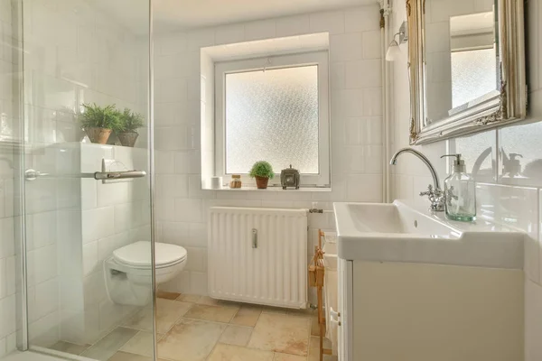 El interior del baño con plantas de interior — Foto de Stock