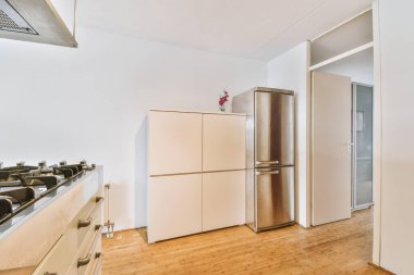 Minimalist mutfak. Beyaz dekorasyonlu.