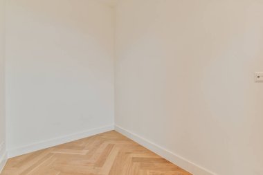 Parke zemini olan geniş boş bir oda.