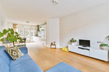 An open space apartment in a modern house