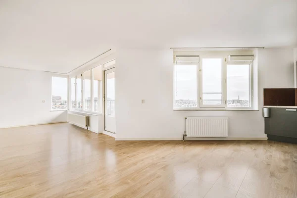 Empty Room Windows Part Kitchen — Stock Fotó