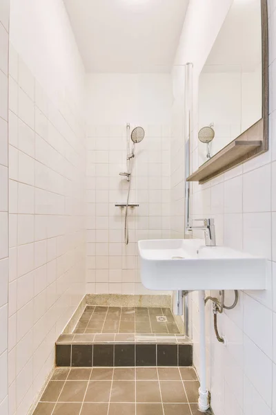 Sinks near shower cabin — 스톡 사진