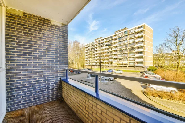 Panoramic view of brick buildings from balcony — Stock Photo, Image