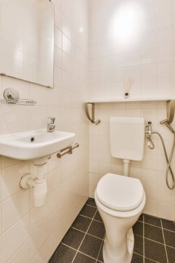 Küçük lavabolu basit tuvalet.