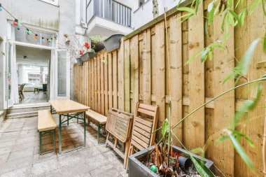 Neat patio with sitting area