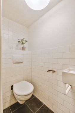 Minyatür, küçük, temiz tuvaletin içi.