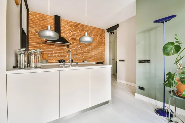 Interno Una Cucina Appartamento Moderno — Foto Stock
