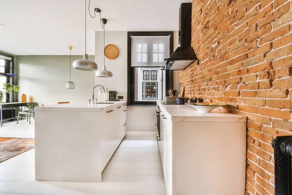 Interno Una Cucina Appartamento Moderno — Foto Stock