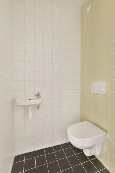 Wnętrze Nowoczesnej Łazienki Prysznicem Tiolet Umywalka Minimalnym Stylu Mieszkaniu — Zdjęcie stockowe