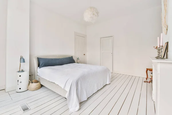 Design Intérieur Maison Chambre Avec Lit Armoire Bois Placé Dans — Photo