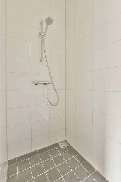 Belső Tér Modern Fürdőszoba Zuhanyzóval Mosogatóval Minimális Stílusban Lapos — Stock Fotó