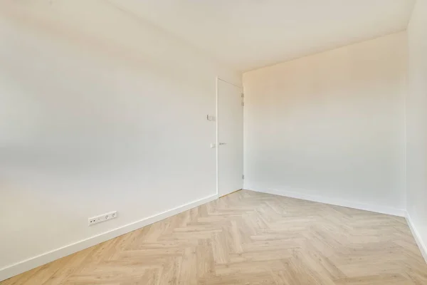 Interior Empty White Kitchen Windows Wooden Parquet Floor — Stok fotoğraf