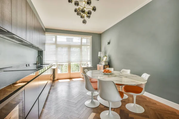 Home Design Interiores Apartamento Loft Moderno Com Cozinha Aberta Estilo — Fotografia de Stock