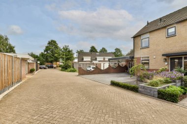 View of street near building with beauty of vegetation outside