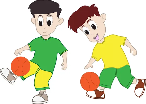 Αγόρια Παίζουν Μπάσκετ Στον Ελεύθερο Χρόνο Τους — Διανυσματικό Αρχείο