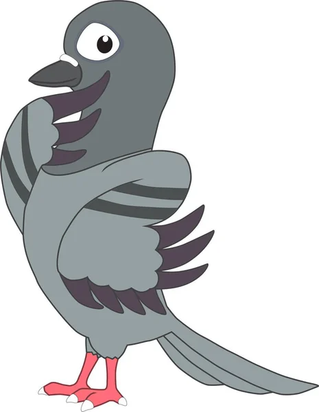 かわいい鳩が何かを考える漫画のイラスト — ストックベクタ