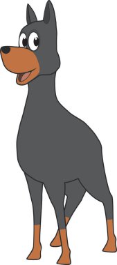 Dost canlısı bir dobermanın çizgi filmi herkesi selamlıyor.