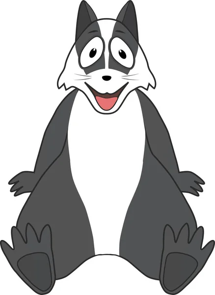 Cartoon Friendly Badger Sitting Relaxed — Stock Vector