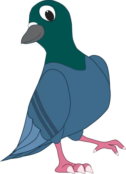 Cartoon Friendly Pigeon Walking — Stock vektor
