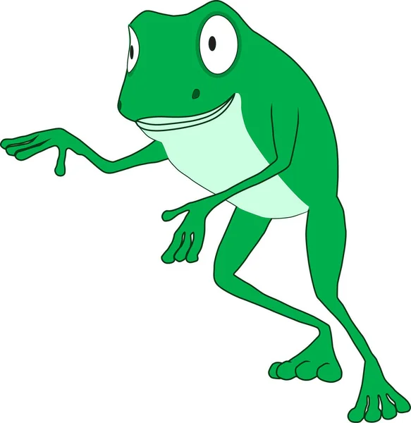 Cartoon Funny Green Frog —  Vetores de Stock