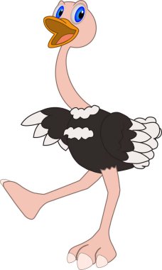 Cartoon of a friendly ostrich