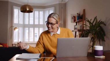 caucasian female working from home 
