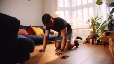 Asian man doing sprint training 
