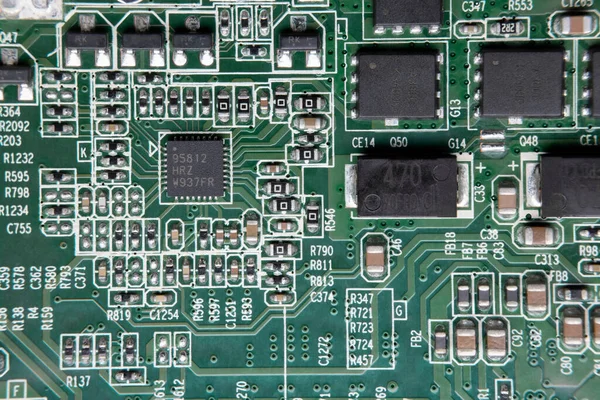 Detalles Del Tablero Electrónico Primer Plano Placa Circuito Electrónico Con —  Fotos de Stock