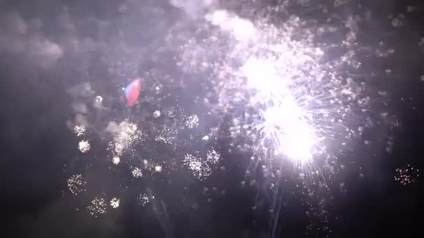 Los fuegos artificiales saludan las explosiones. Movimiento lento — Vídeos de Stock