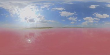 5K 360 VR Pembe Ukrayna 'daki tuz gölünü iyileştirir