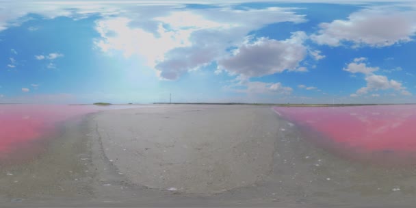 5K 360 VR Růžové léčivé slané jezero na Ukrajině — Stock video
