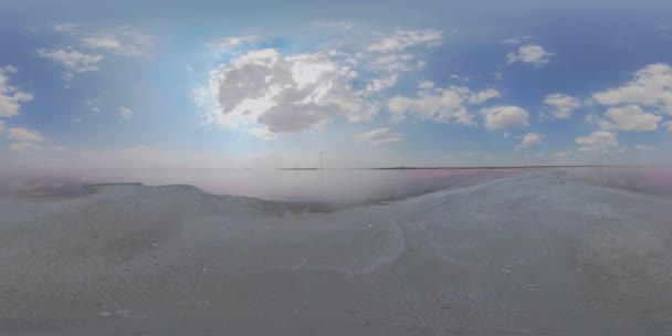 5K 360 VR Růžové léčivé slané jezero na Ukrajině — Stock video