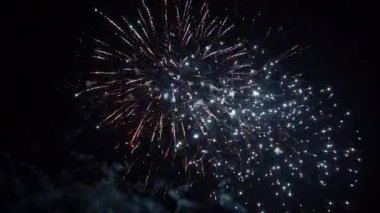 Gökyüzünde gece havai fişek patlamaları