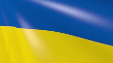 Rüzgarda savrulan Ukrayna bayrağı. 3d canlandırma