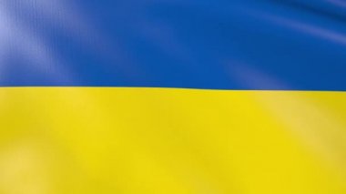 Rüzgarda savrulan Ukrayna bayrağı. 3d canlandırma