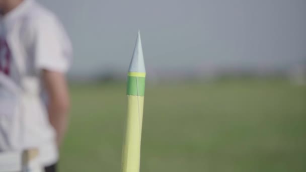 Rocket model launch. Slow motion — Stock Video